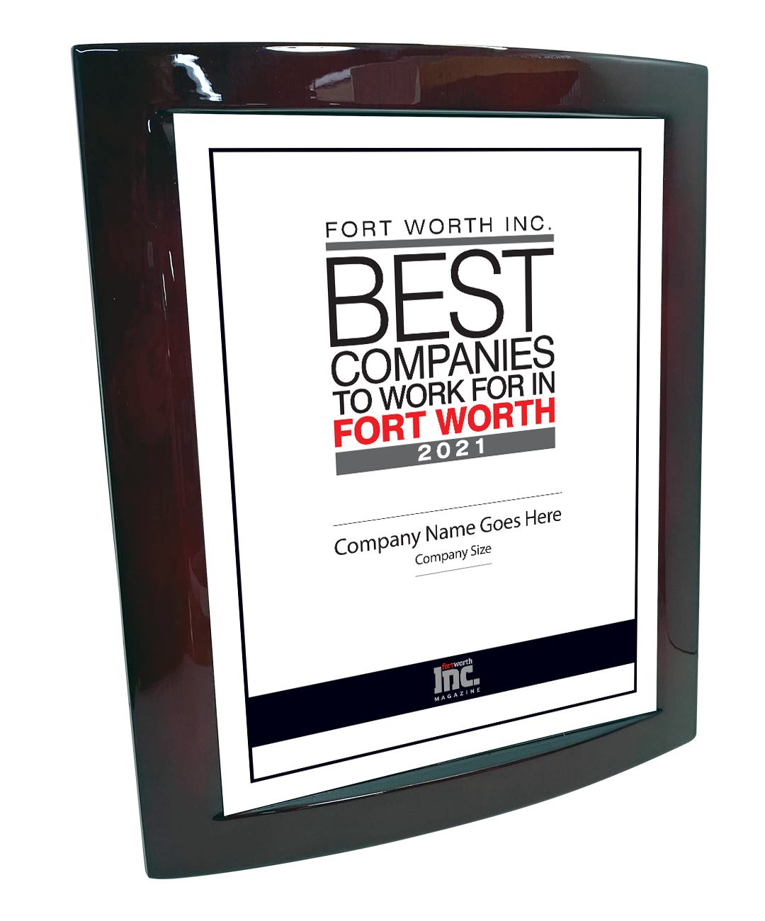 Fort Worth Inc. Best Companies to Work For Award Rosewood with Metal Inlay