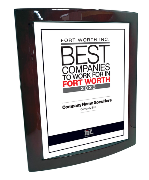 Fort Worth Inc. Best Companies to Work For Award Rosewood with Metal Inlay