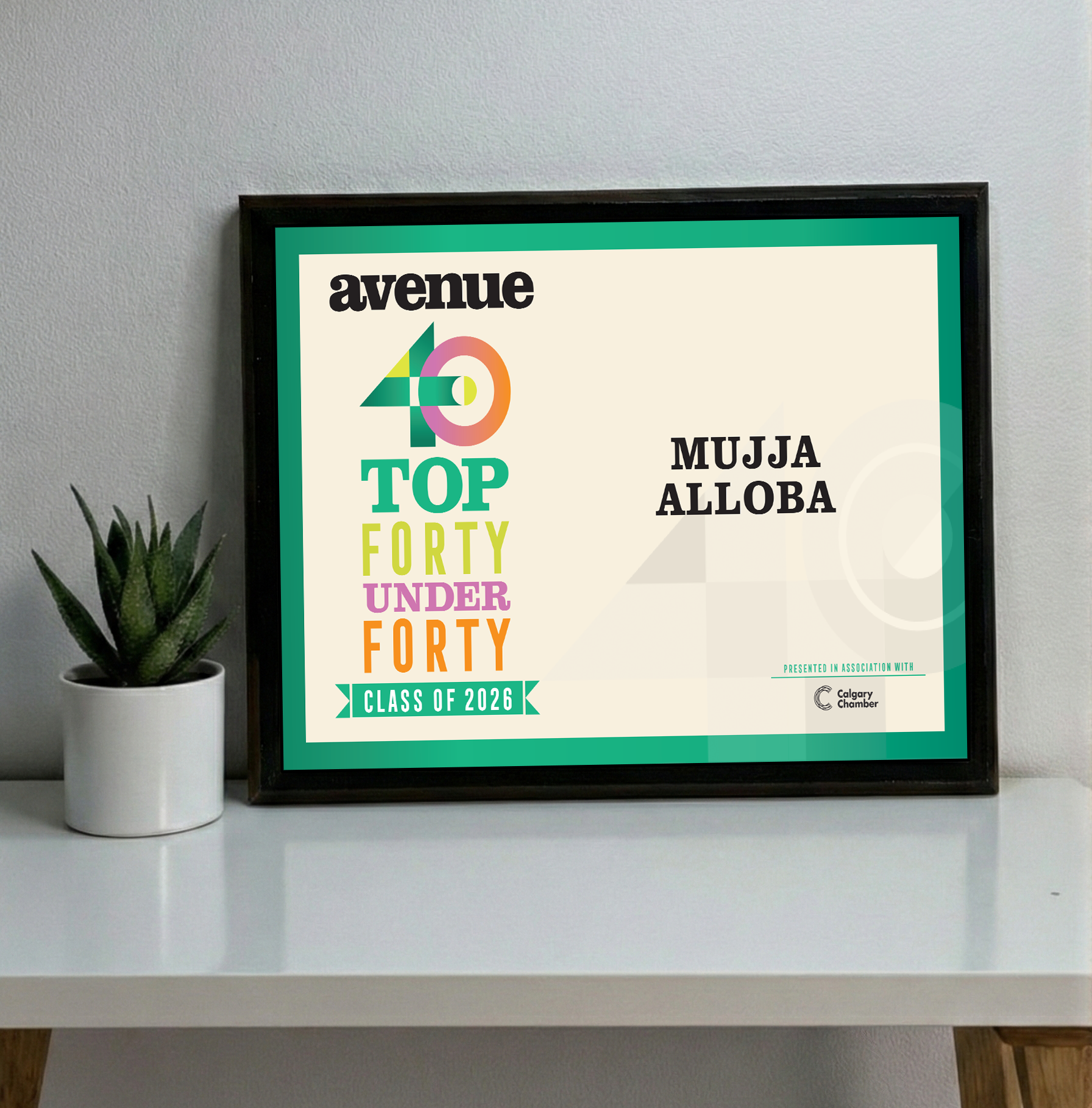 Avenue Magazine - Top 40 Under Forty - Classic Plaque
