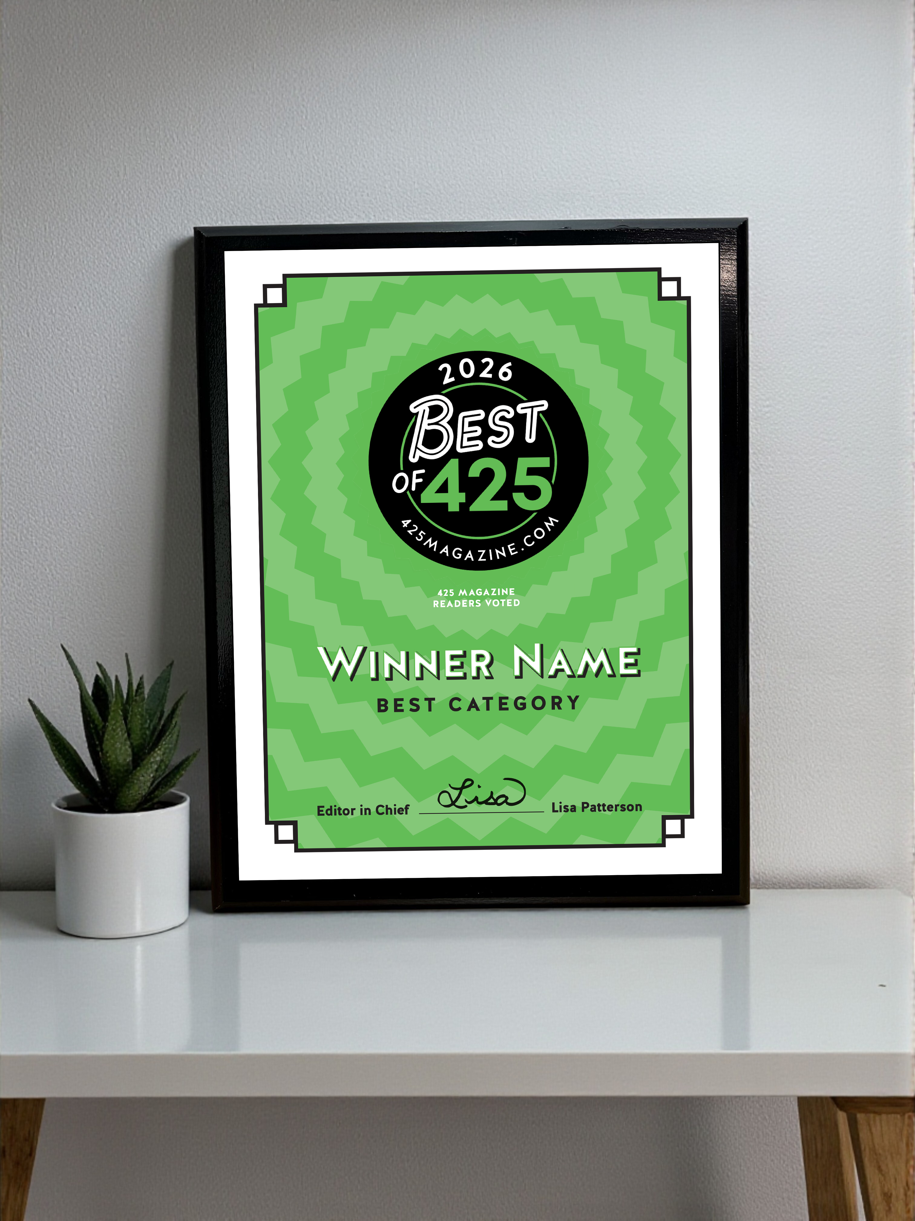 Best of 425 Magazine Award - Classic Plaque