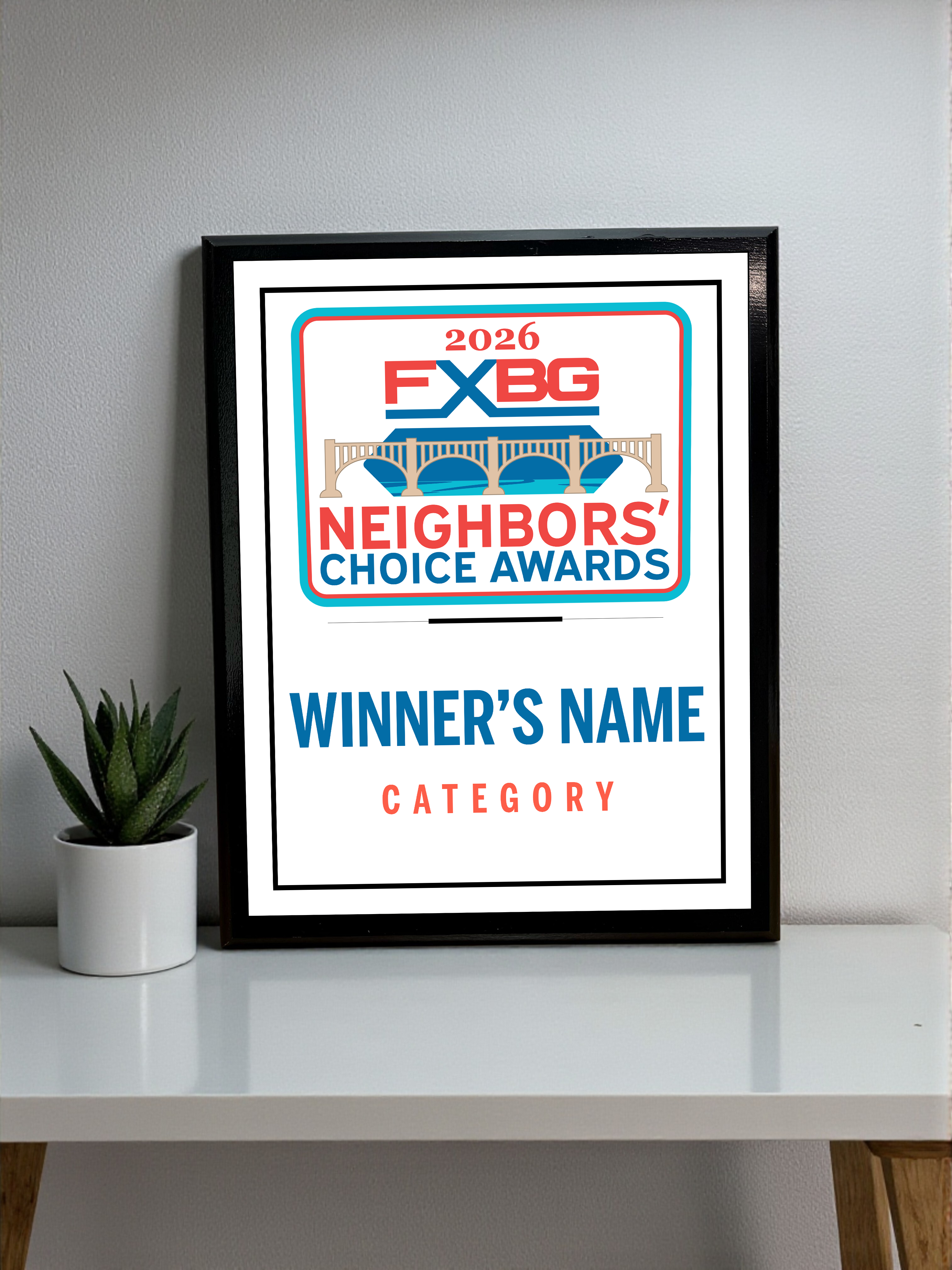 FXBG Neighbors Choice Awards - Classic Plaque