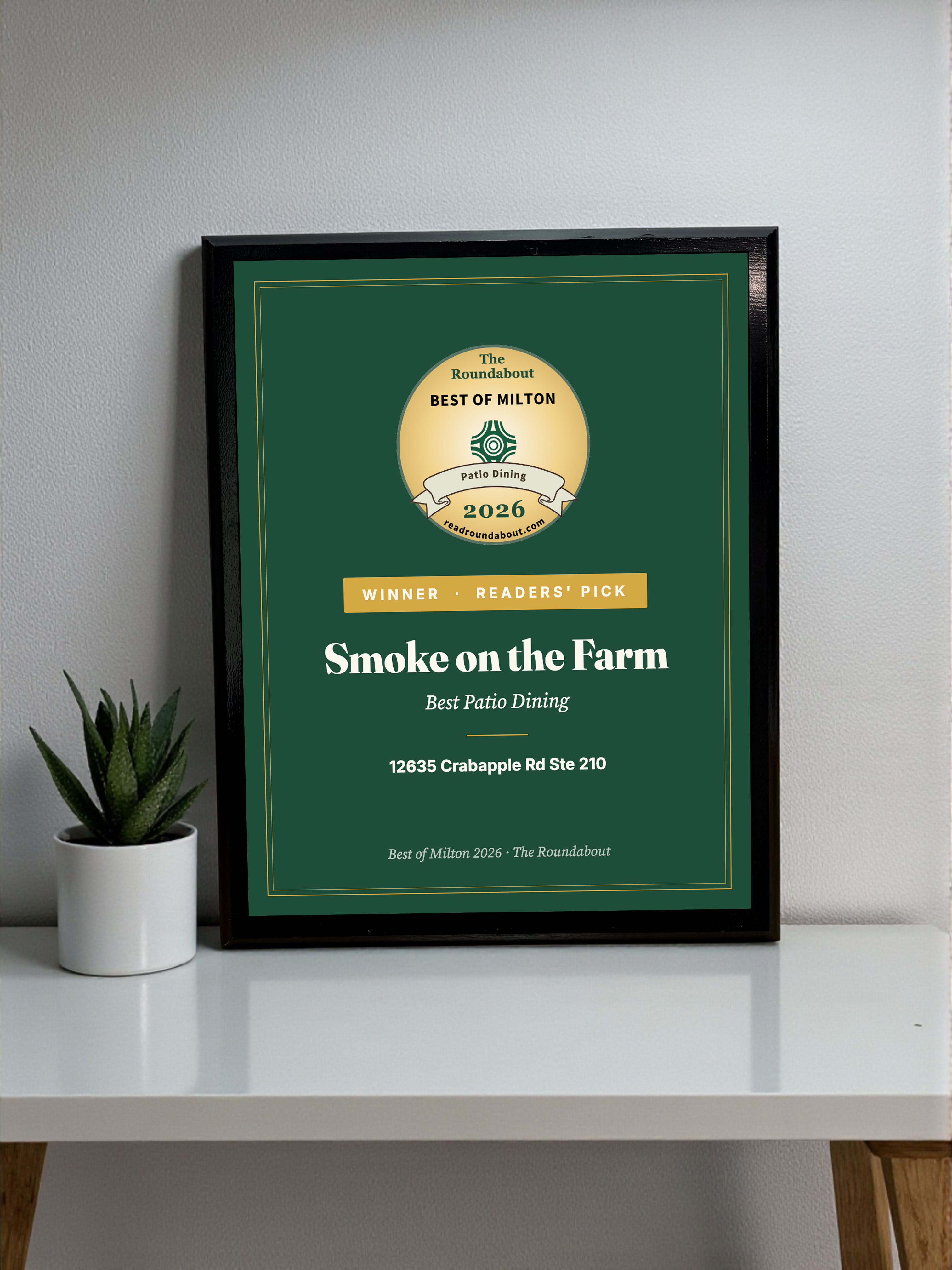 The Roundabout - Best of Milton - Classic Plaque
