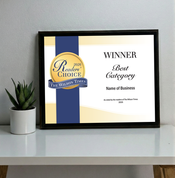 Wilson Times "Readers' Choice" Award - Classic Plaque