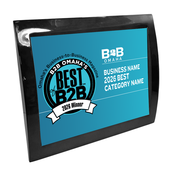 B2B Omaha's Best of B2B Award Spread - Eclipse Plaque with Metal Inlay