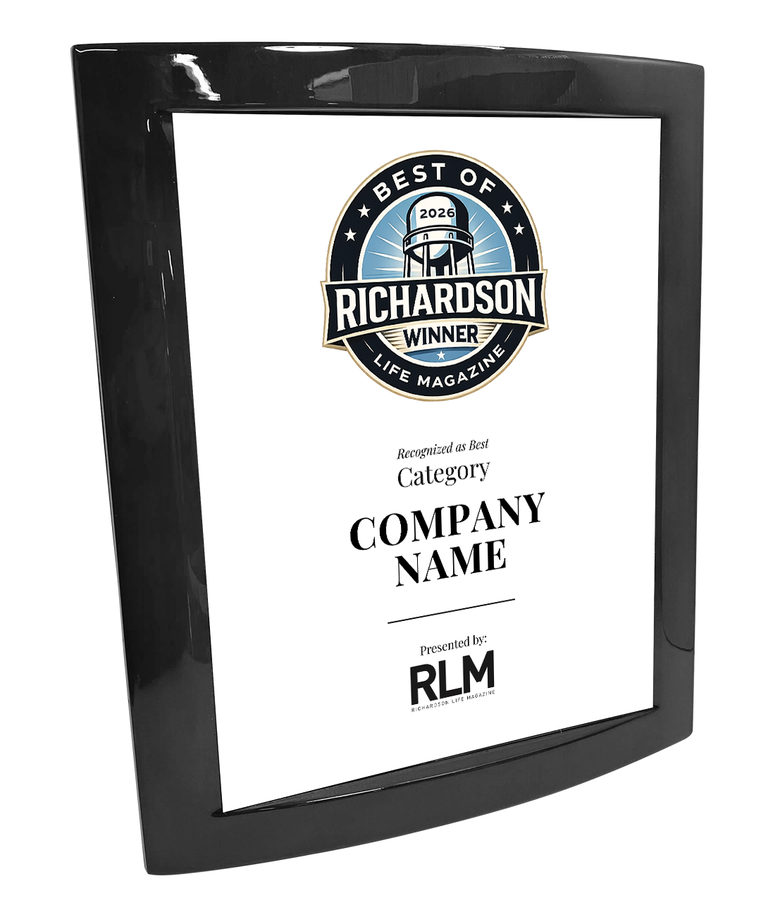 RLM - Best of Richardson Life Magazine - Eclipse Plaque with Metal Inlay