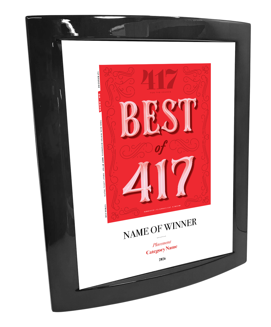 417 Magazine Best of 417 Award Wooden Piano Finish with Metal Inlay