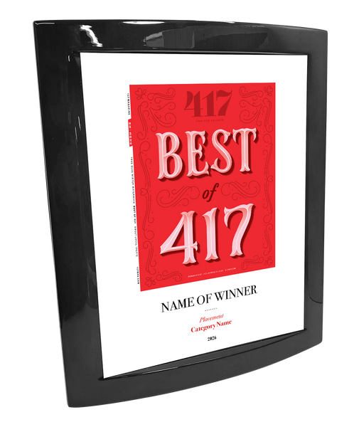 417 Magazine Best of 417 Award Wooden Piano Finish with Metal Inlay