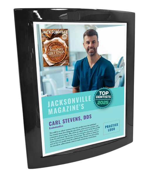 Jacksonville Magazine - Top Dentists - Eclipse Plaque with Metal Inlay