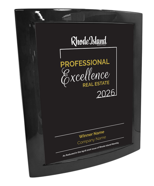 Rhode Island Monthly Professional Excellence in Real Estate Award Plaque - Rosewood with Metal Inlay