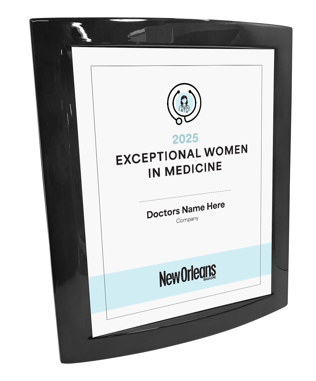 New Orleans Magazine - Exceptional Women in Medicine - Eclipse Plaque with Metal Inlay