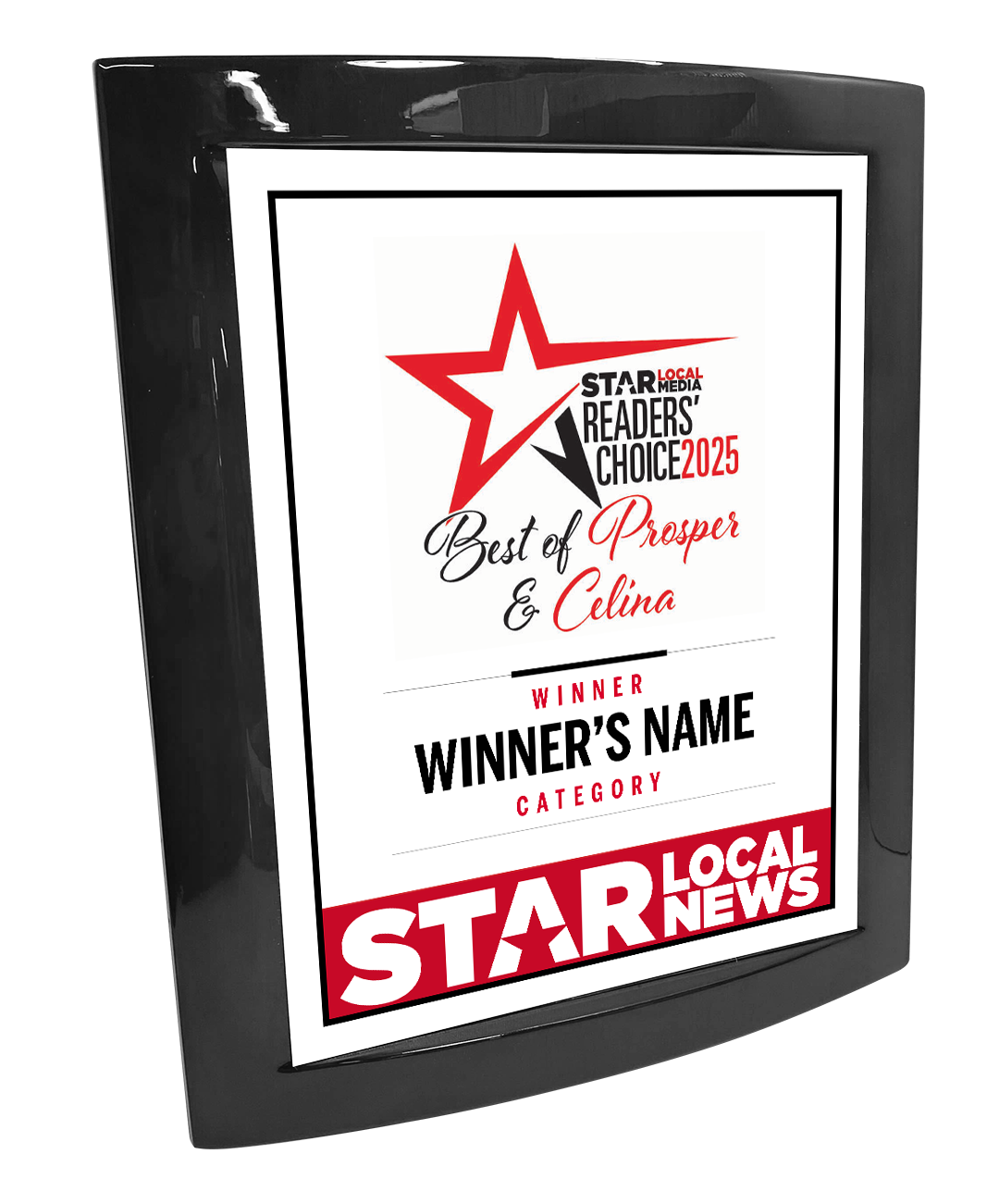 Star Local Media - Best of Prosper & Celina - Eclipse Plaque with Metal Inlay