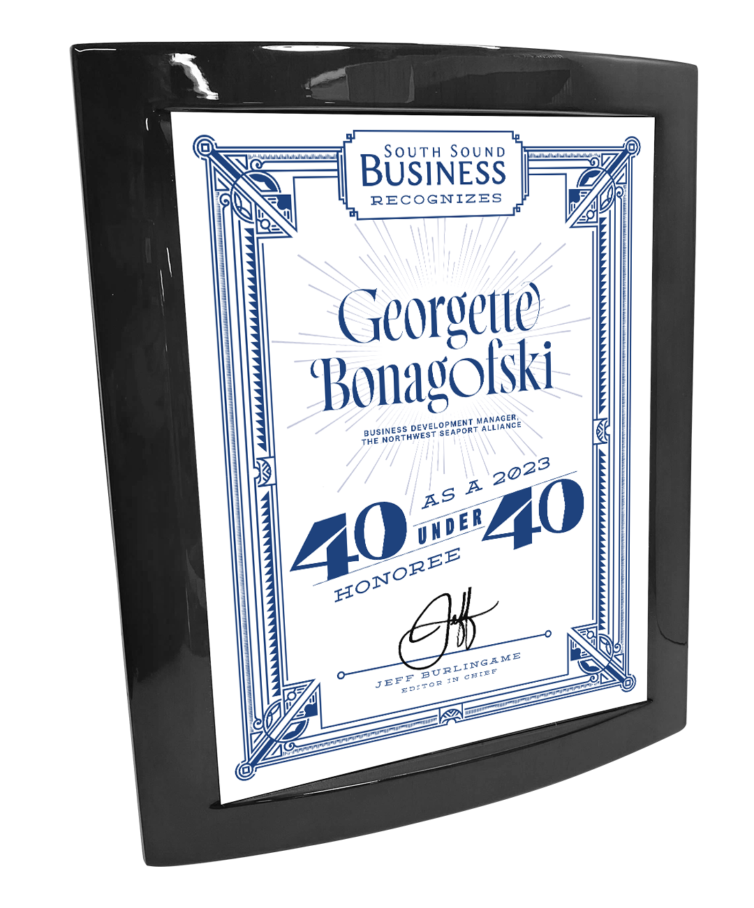 South Sound Business Magazine 40 Under 40 - Rosewood with Metal Inlay