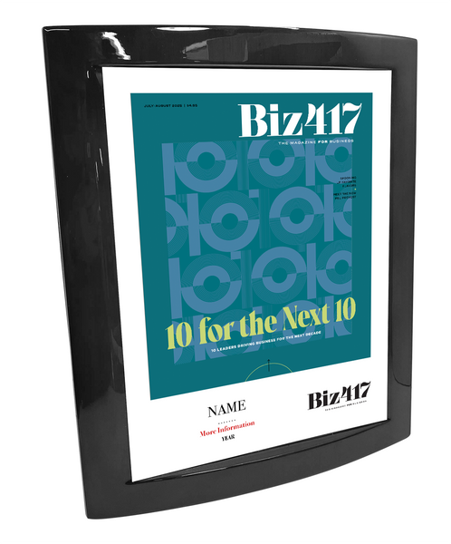 Biz 417 - 10 for the Next 10 - Wooden Eclipse Plaque with Metal Inlay