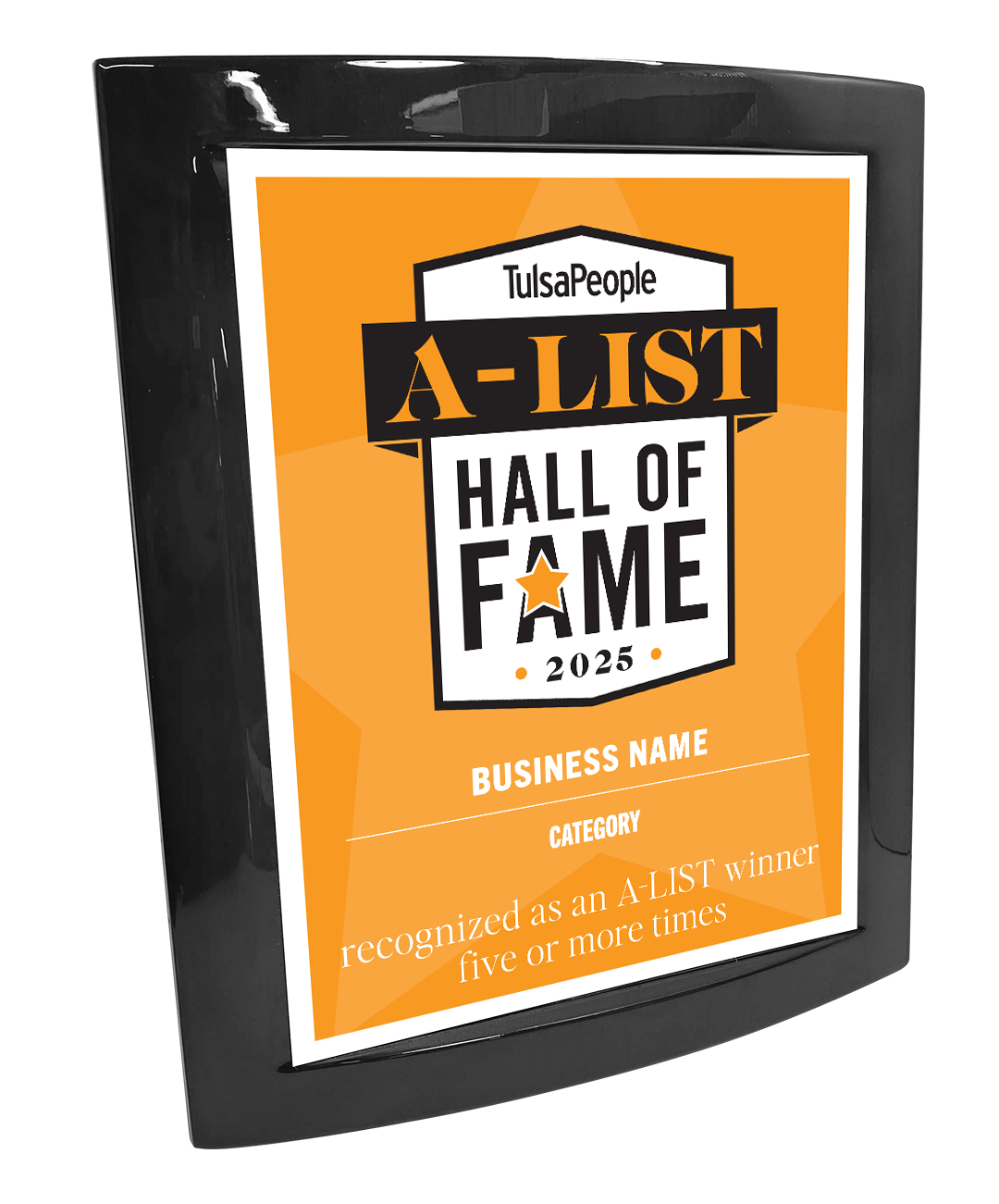 TulsaPeople - A-List Hall of Fame - Eclipse Plaque with Metal Inlay