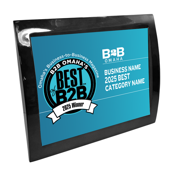 B2B Omaha's Best of B2B Award Spread - Eclipse Plaque with Metal Inlay