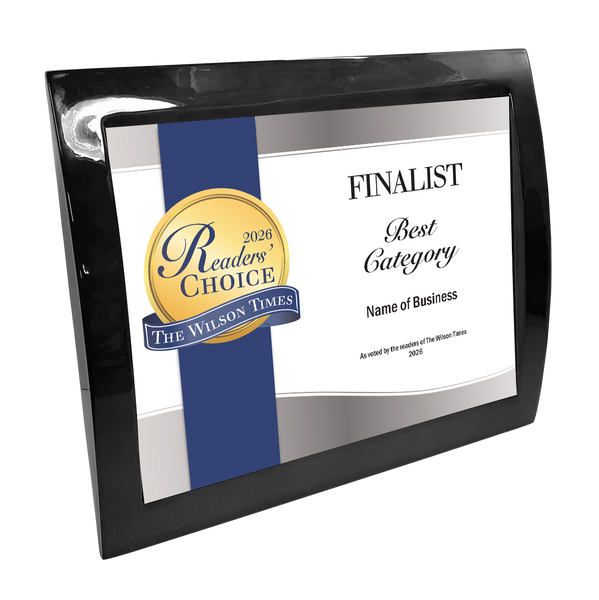 Wilson Times "Readers' Choice" Award - Eclipse Plaque with Metal Inlay