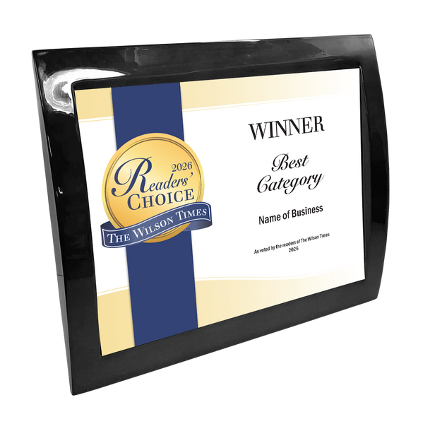 Wilson Times "Readers' Choice" Award - Eclipse Plaque with Metal Inlay