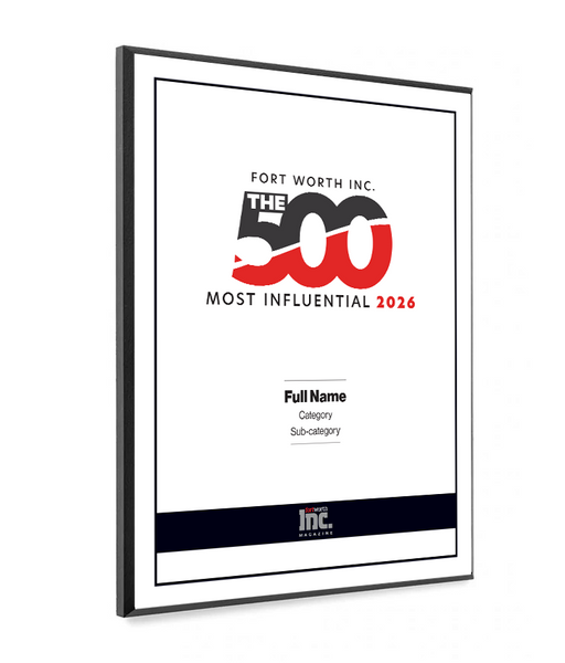 Fort Worth Inc. 500 Award Melamine Plaque