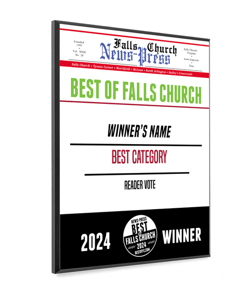 "Best of Falls Church" Award Plaque