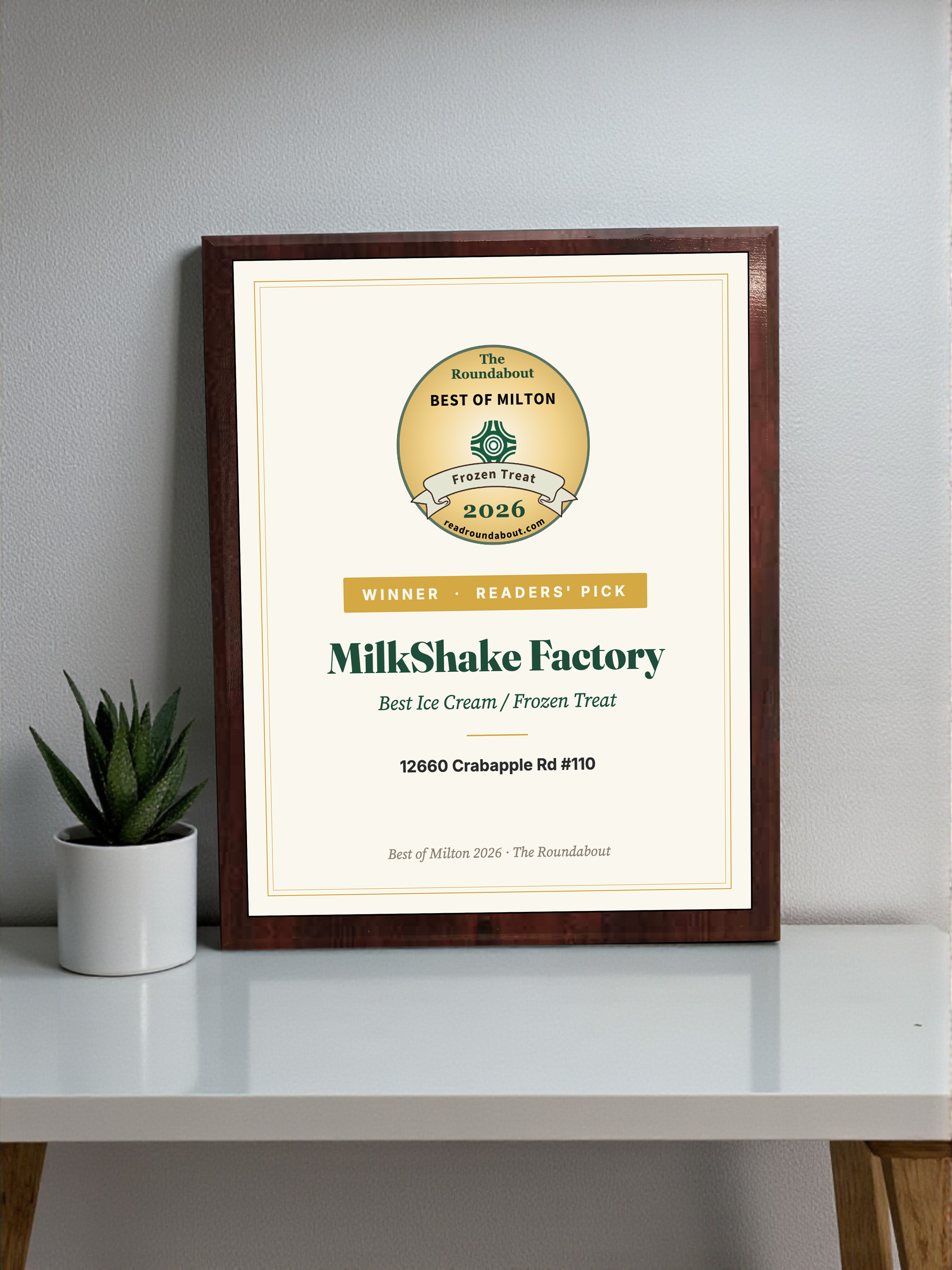 The Roundabout - Best of Milton - Classic Plaque