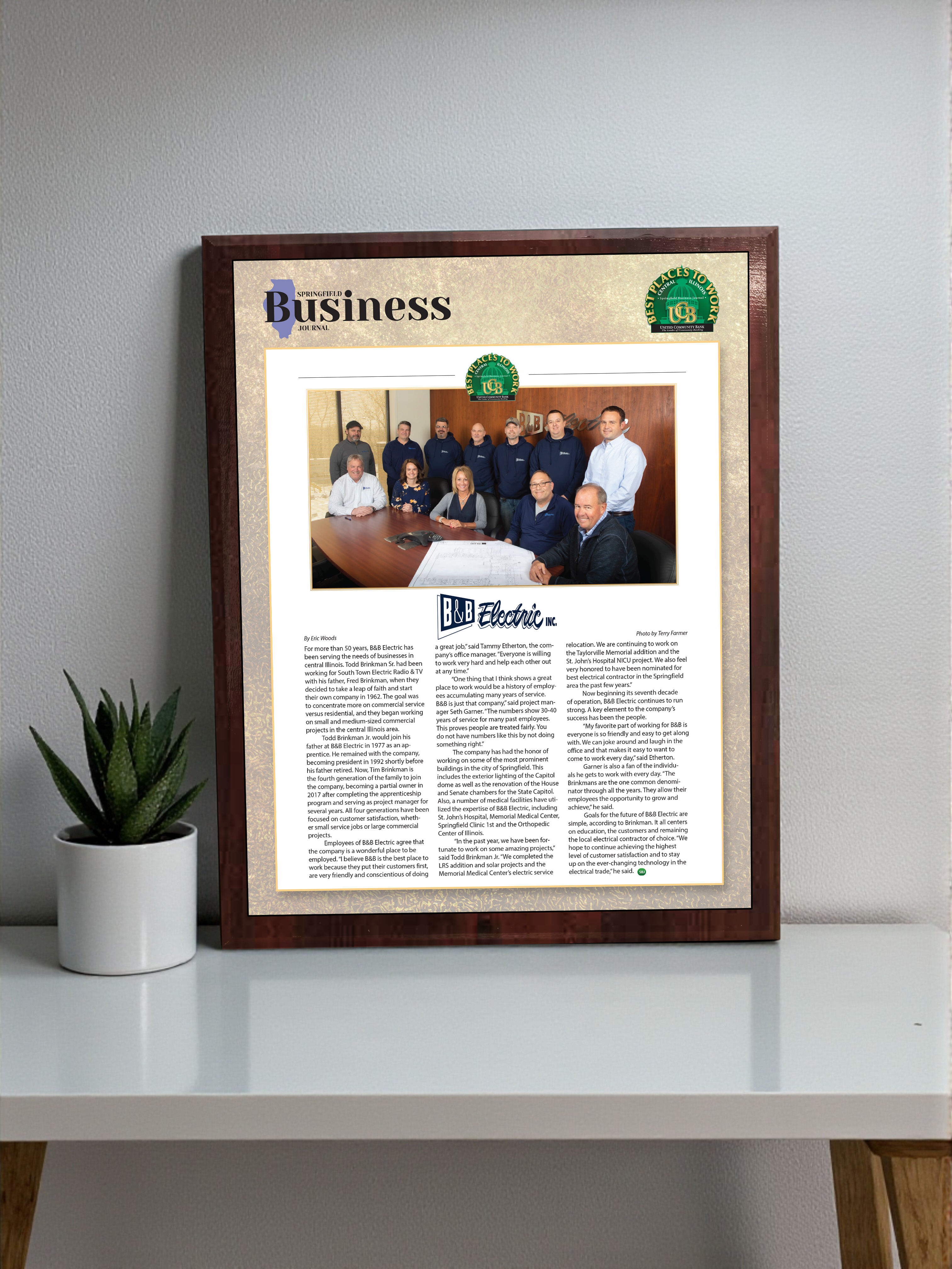 Springfield Business Journal - Best Places to Work - Classic Plaque