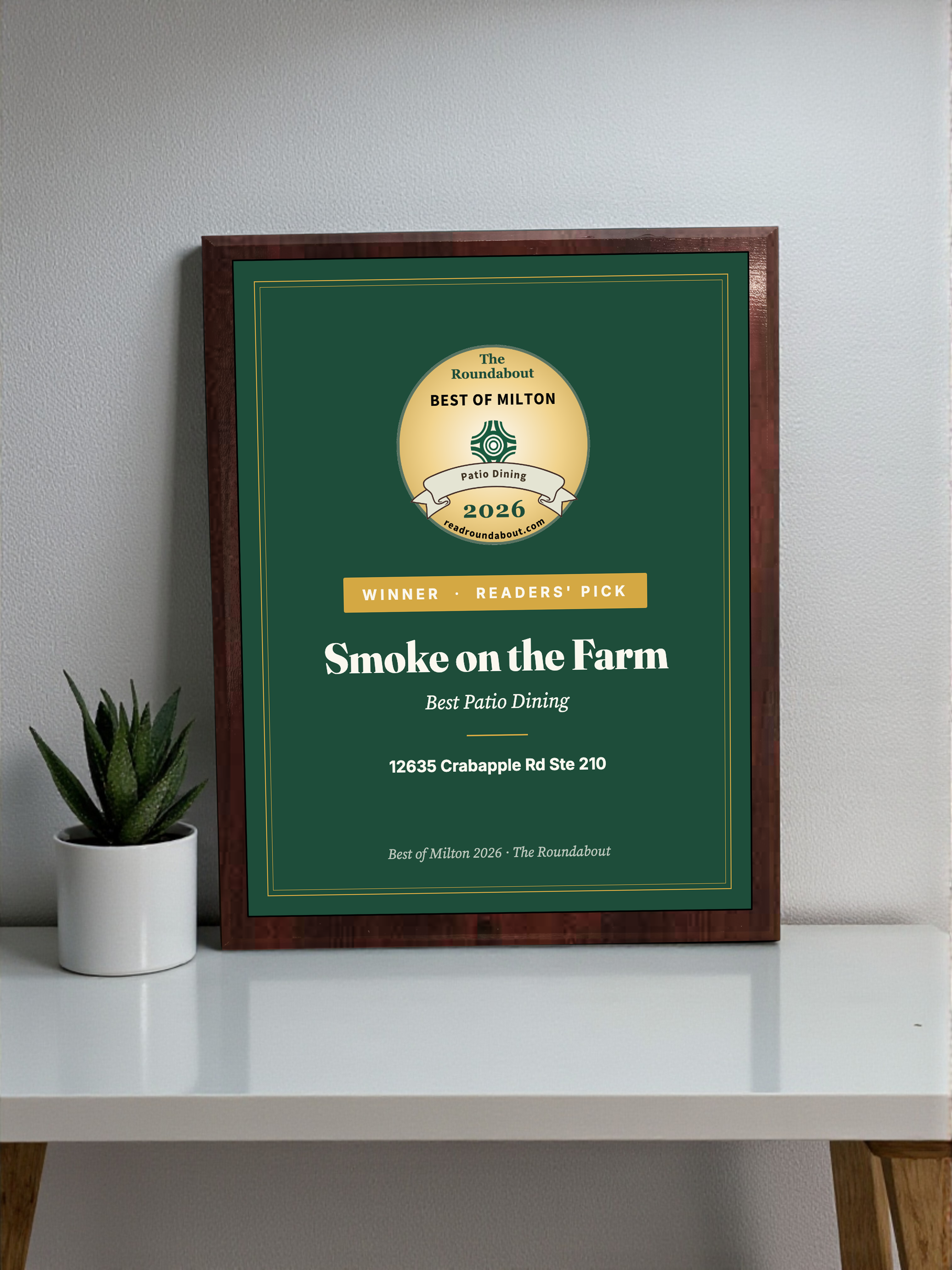 The Roundabout - Best of Milton - Classic Plaque