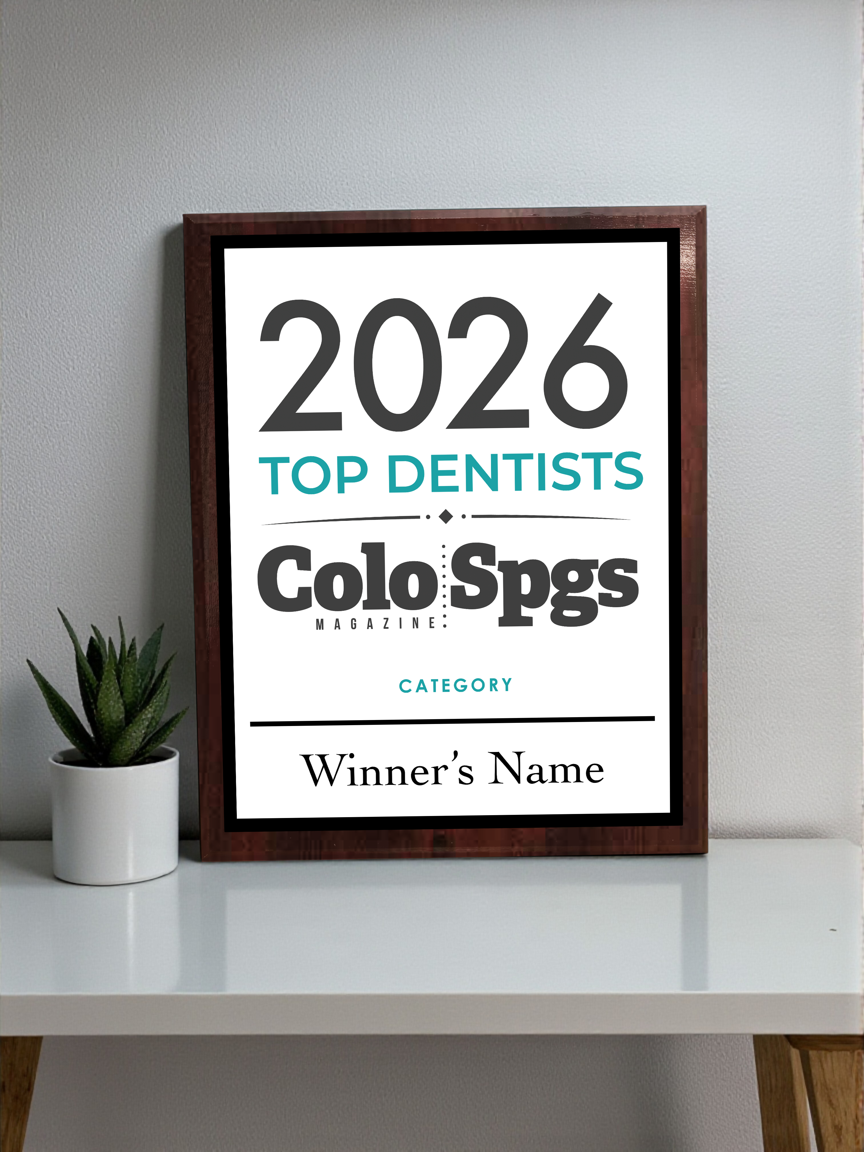 Colorado Springs Magazine - Top Dentists - Classic Plaque