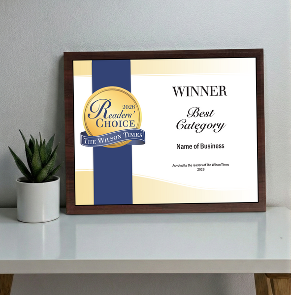 Wilson Times "Readers' Choice" Award - Classic Plaque