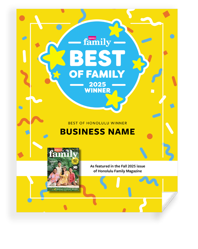Honolulu Magazine "Best of Family” Award Window Decal