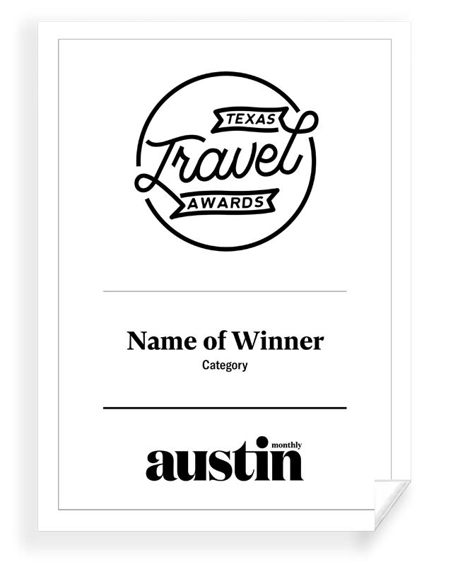 Austin Monthly "Texas Travel Awards" Window Cling