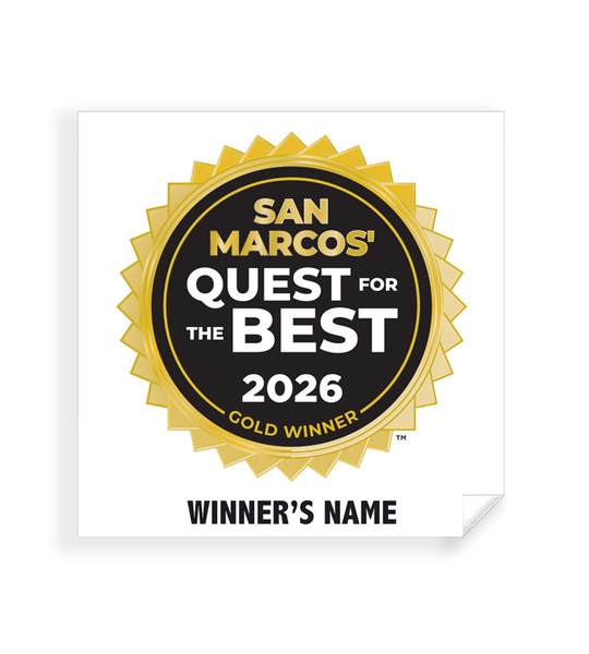 San Marcos' Quest for the Best - Simple Window Clings