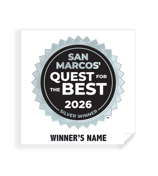 San Marcos' Quest for the Best - Simple Window Clings