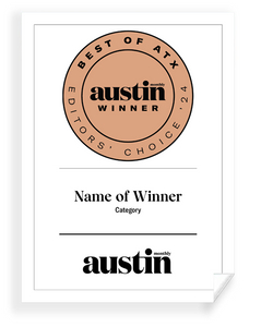 Austin Monthly "Best of ATX Award - Certificate