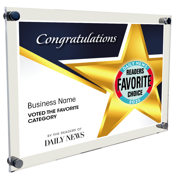 LA Daily News Best Of and Readers Choice Certificate - 10" x 8" Acrylic Standoff