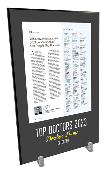 San Diego Magazine "Top Doctors" Award Plaques