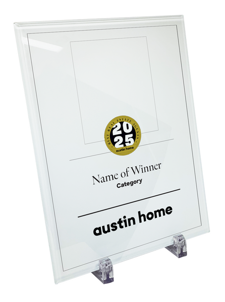 Austin Home "Best Real Estate Agents" Glass Award Plaque