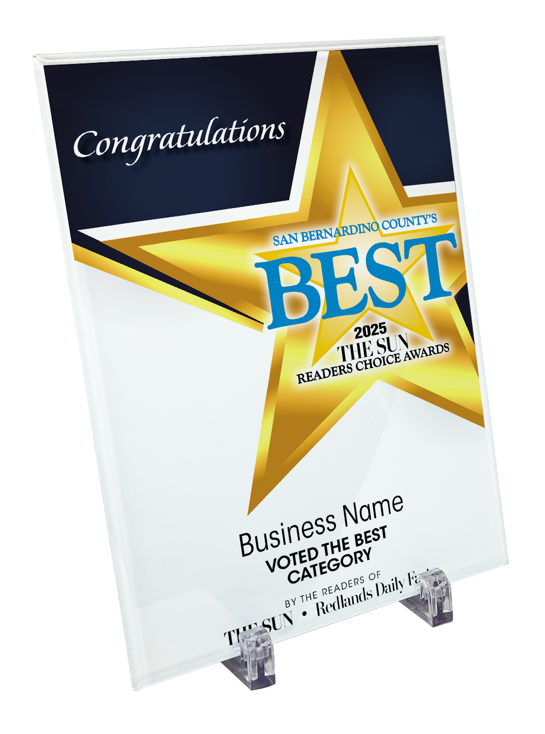 The Sun & Daily Facts Best Of Certificate and Readers Choice - Crystal Plaque