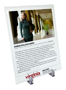 Virginia Business Black Business Leaders Profile Award Plaque - Glass