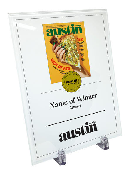 Austin Monthly "Best of ATX" Glass Cover Award Plaque