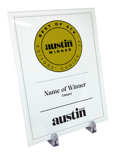 Austin Monthly "Best of ATX" Glass Cover Award Plaque