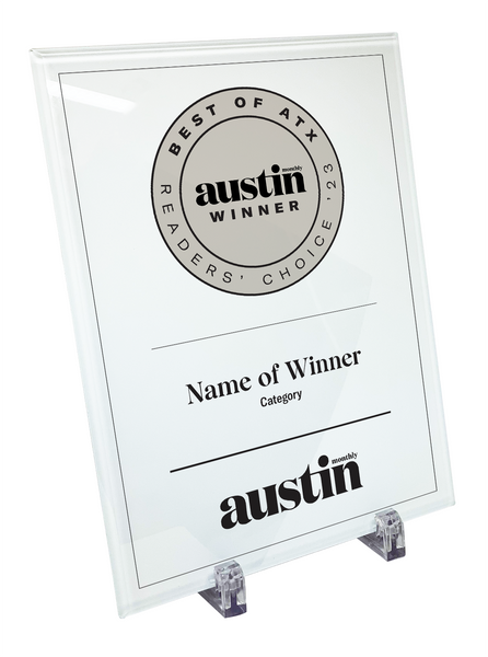 Austin Monthly "Best of ATX" Glass Cover Award Plaque