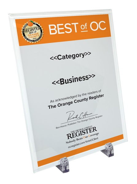Best Of Orange County Award - Glass Plaque