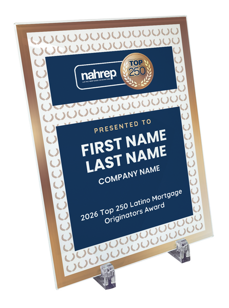 Top Latino Mortgage Originators Crystal Glass Award