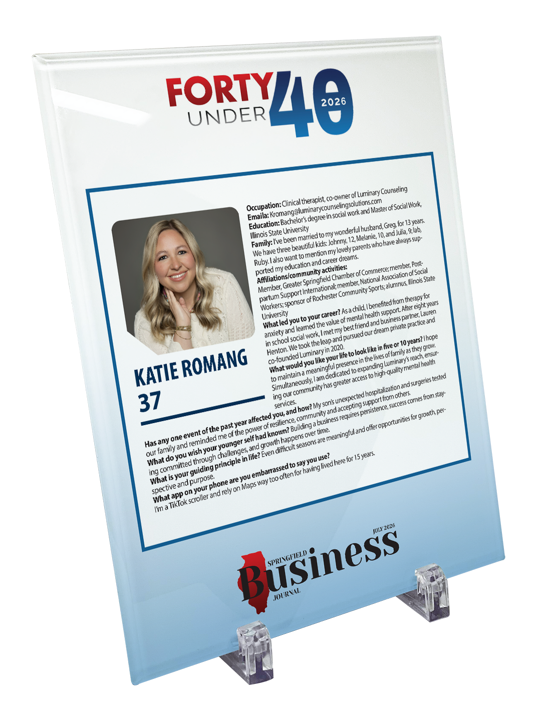 Springfield Business Journal - Forty under 40 - Glass