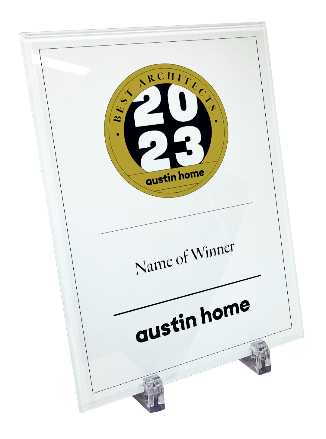 Austin Home "Best Architects" Crystal Glass Award Plaque