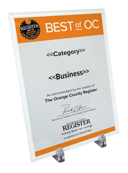 Best Of Orange County Award - Glass Plaque