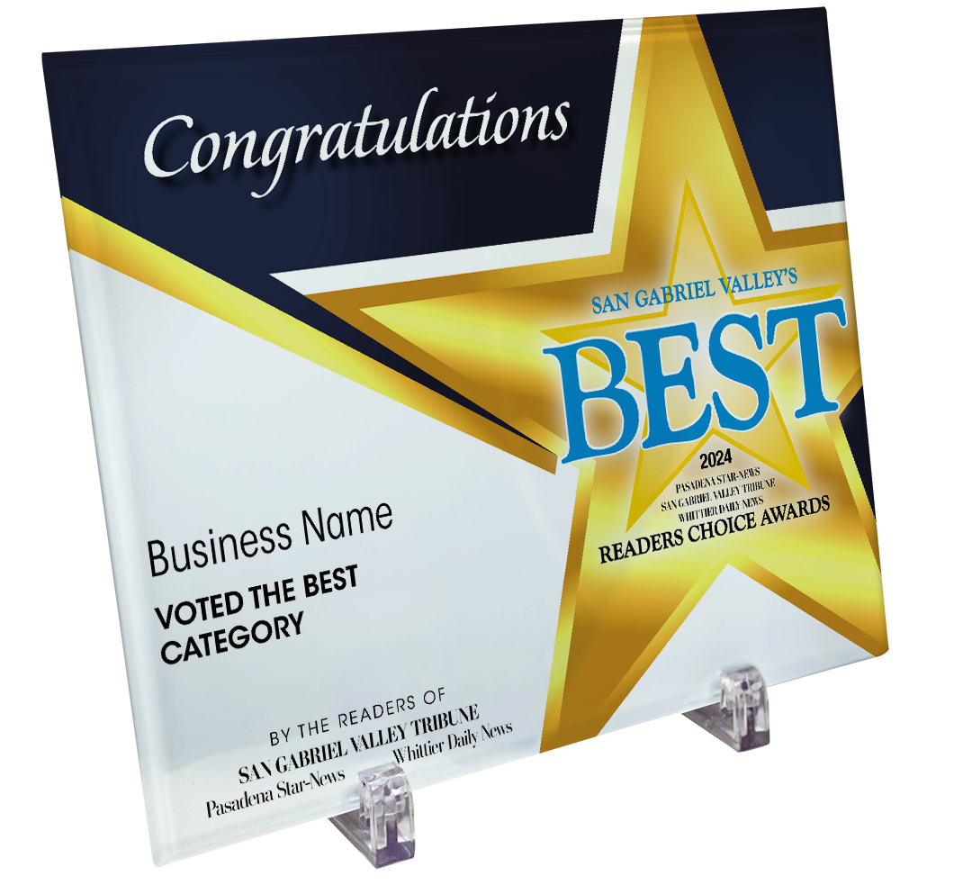 SGVN Best Of Certificate and Readers Choice - Crystal Plaque