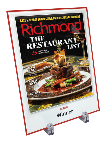 Richmond Magazine "Superstar Awards" Cover Award Glass Plaque