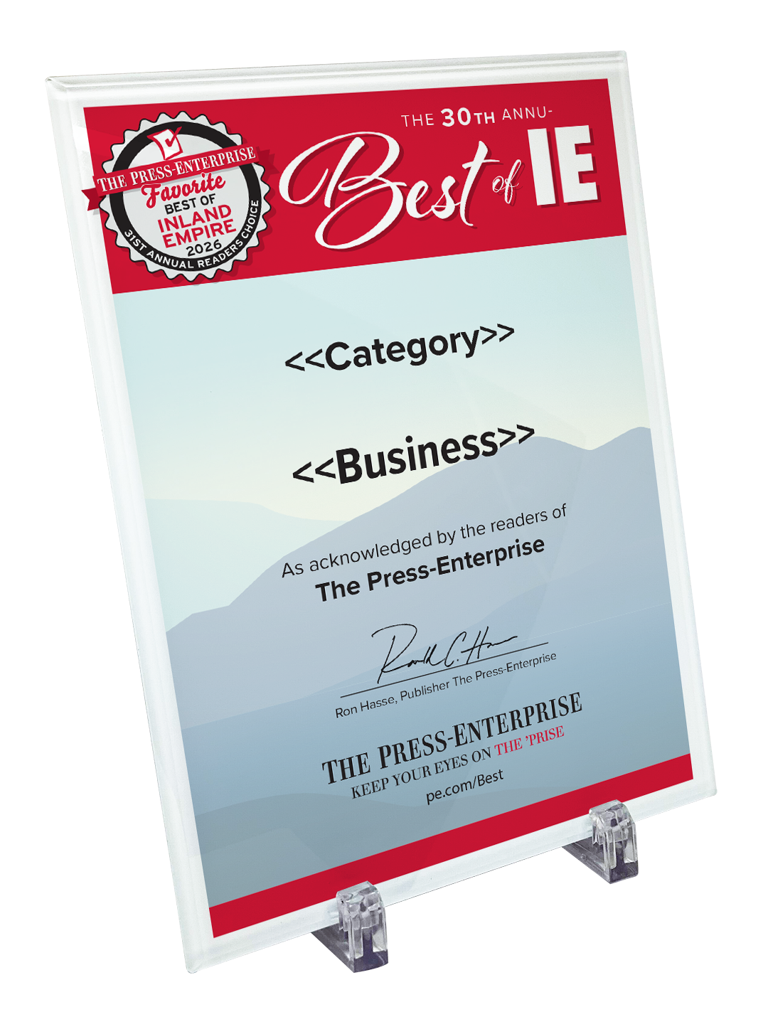 Best of Inland Empire Readers Choice - Glass Plaque