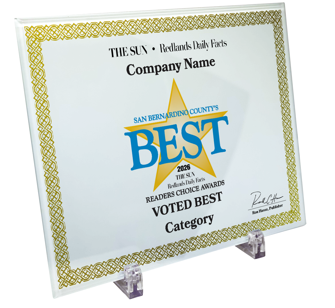 The Sun & Daily Facts Best Of Certificate and Readers Choice - Crystal Plaque